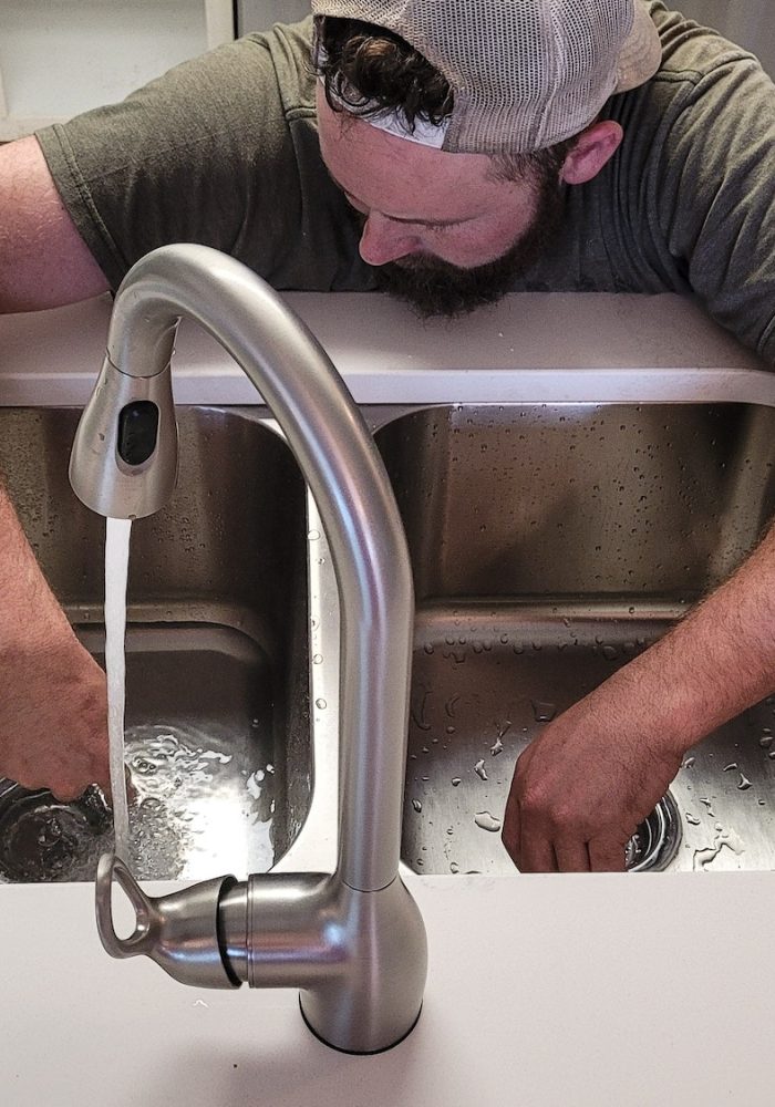 Home improvements as new plumbing in small kitchen.